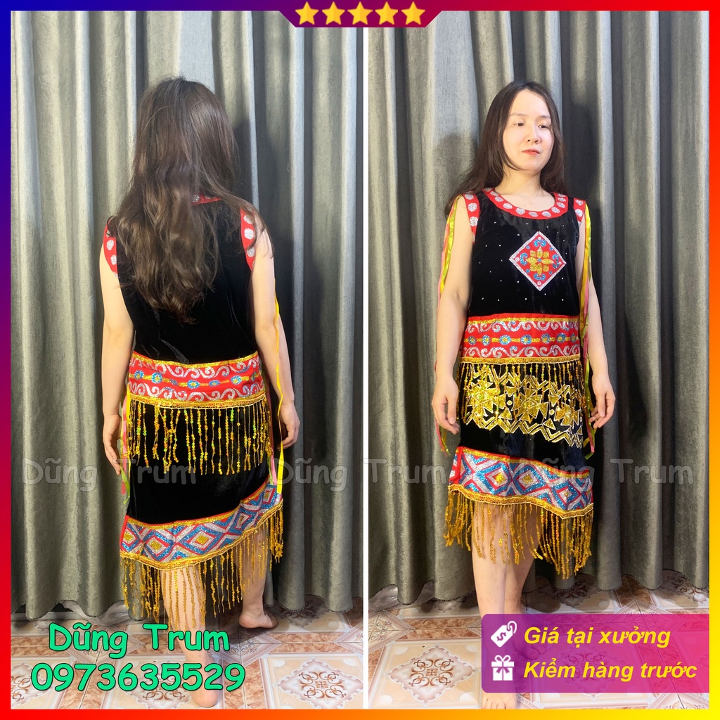 Trang phục Tây Nguyên chất nhung dập kim tuyến hóa trang siêu đẹp
