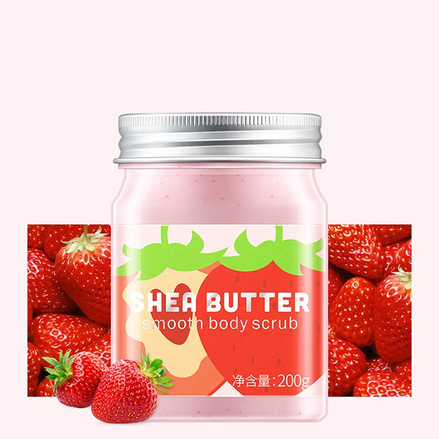 Kem Tẩy Tế Bào Chết Laikou  Dâu Tây Và Bơ Shea Butter Smooth Body Scrub Chiết Xuất 200ml