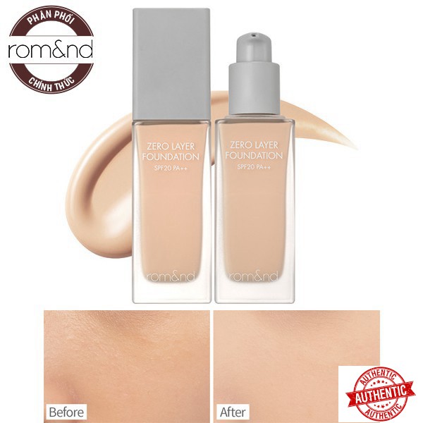 [Mã giảm giá Mỹ phẩm chính hãng] Kem Nền Mỏng Nhẹ Tự Nhiên Cho Lớp Nền Hoàn Hảo Romand Zero Layer Foundation 35ml