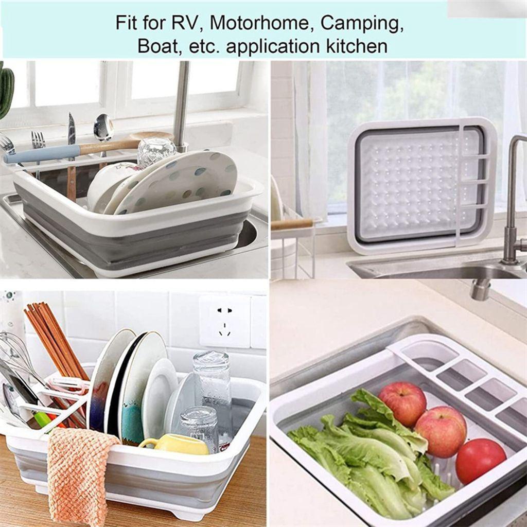 Giá Đỡ Chén Dĩa / Cốc Ráo Nước Có Thể Gấp Gọn Tiết Kiệm Không Gian