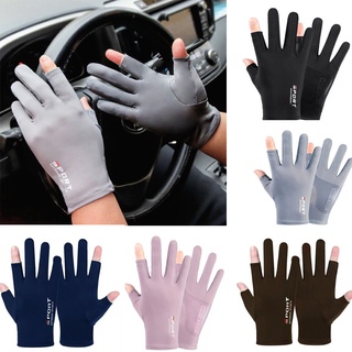 Găng tay vải lụa lạnh thoáng khí chống trượt chống tia uv dùng khi chạy xe đạp/ xe máy dành cho nam và nữ