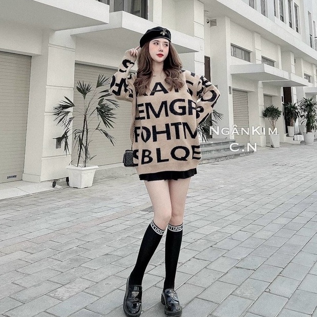 Áo Len Nữ Form Rộng CELORA, Áo Len Cổ Tròn Tay Dài Đẹp Dáng Rộng Kiểu Hàn Quốc Thời Trang Thu Đông Chữ Dưới 65kg | BigBuy360 - bigbuy360.vn