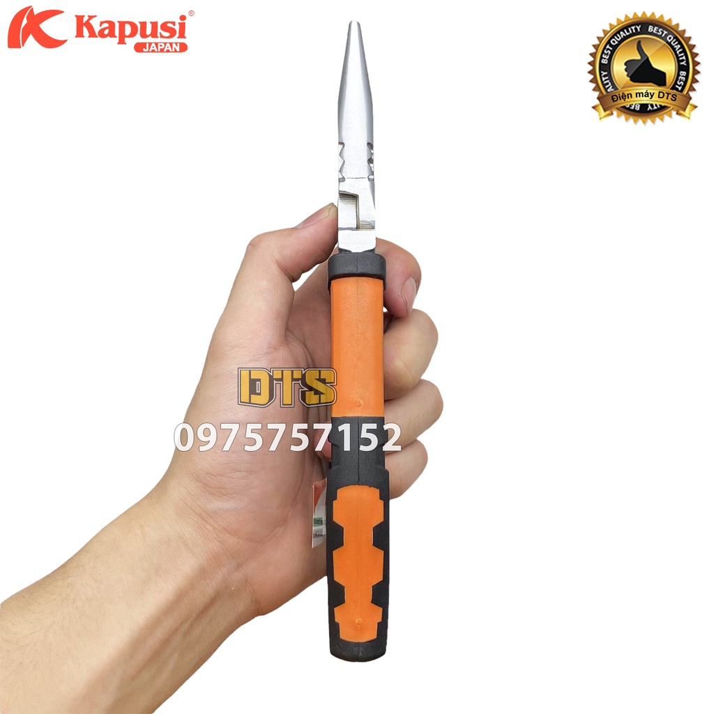 Kìm nhọn đa năng thép Nhật CR-V đúc nguyên khối Kapusi JAPAN 210mm thiết kế tiên tiến tiết kiệm 30% lực bấm, kìm đa năng