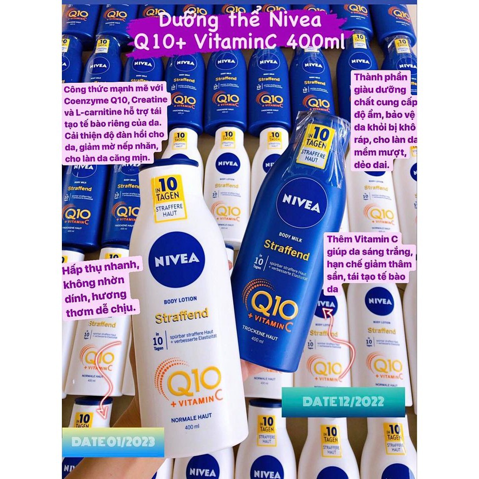 [HÀNG CHÍNH HÃNG] Dưỡng thể Nivea Q10+ VitaminC 400ml - NỘI ĐỊA ĐỨC