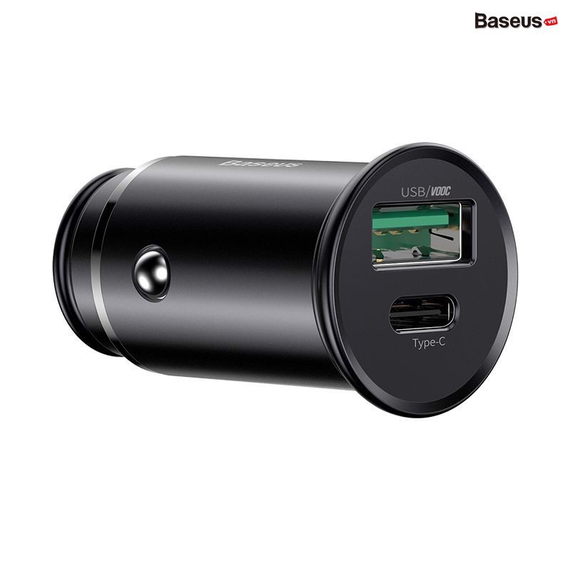 Tẩu sạc xe hơi hỗ trợ sạc nhanh VOOC Baseus Circular Metal PPS Quick Charger Car Charger ( 30W , VOOC , Aluminum Alloy)