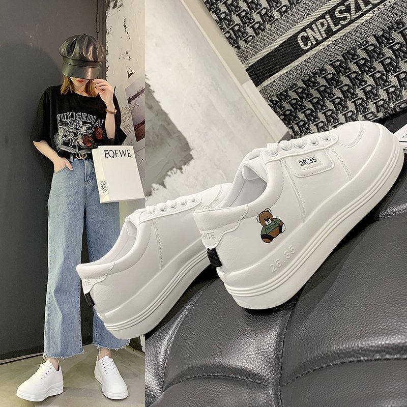 Giày thể thao trắng thiết kế phong cách harajuku nhật bản thời trang cho nữ