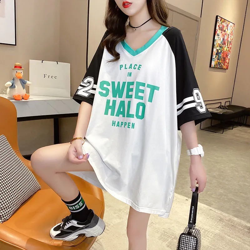 Áo Thun Tay Ngắn Cổ Chữ V Oversized Dành Cho Nữ [40-150KG] C9465