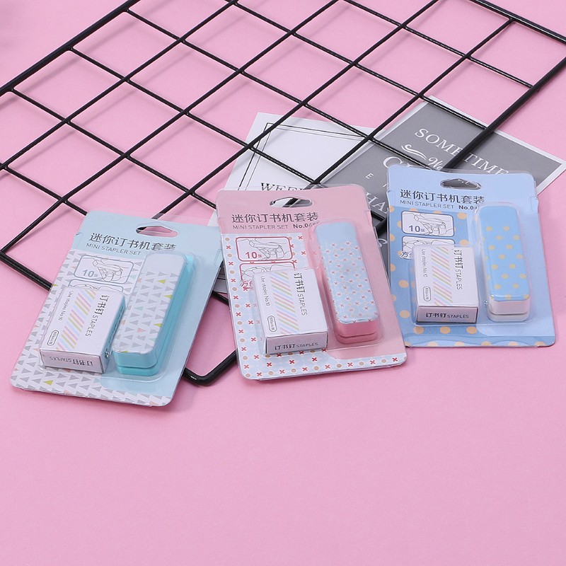 Bộ dụng cụ bấm ghim mini 3 màu tuỳ chọn