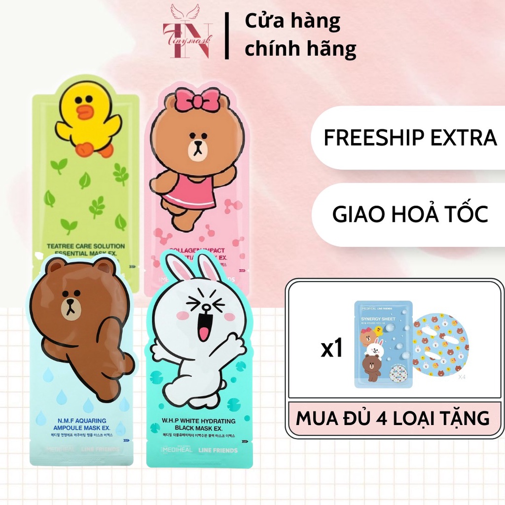 Mặt Nạ Dưỡng Da, Cấp Ẩm, Cấp Nước, Dưỡng Sáng, Làm Dịu Da Cao Cấp Hàn Quốc - Hãng Mediheal x Linefriend