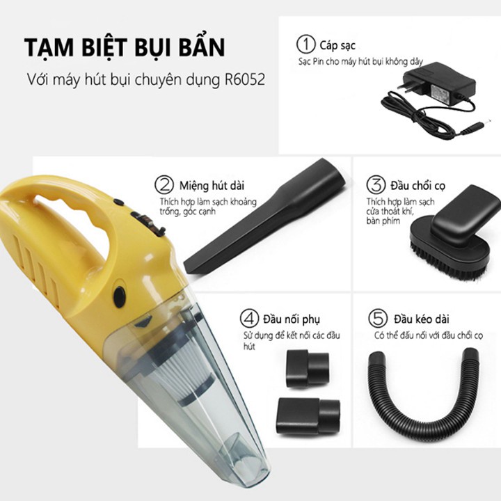 Máy hút bụi cầm tay gia đình 6052 Chính hãng bảo hành 12 tháng