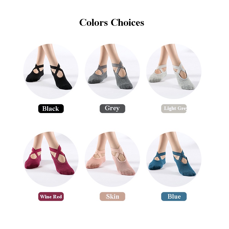 Vớ silicon cotton chống trượt thoáng khí hỗ trợ tập yoga/pilate/nhảy zumba/tập gym cho nữ