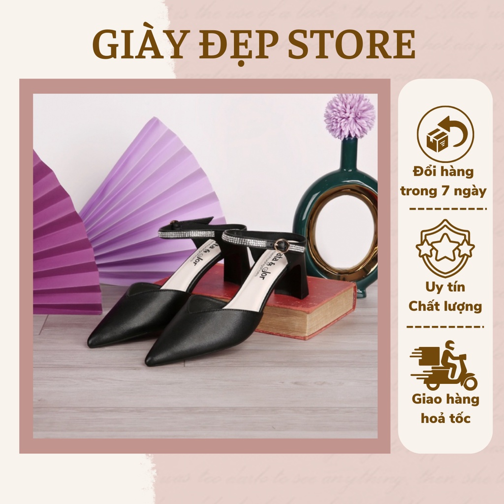 Giày cao gót bít mũi đính đã xinh( hàng cao cấp)