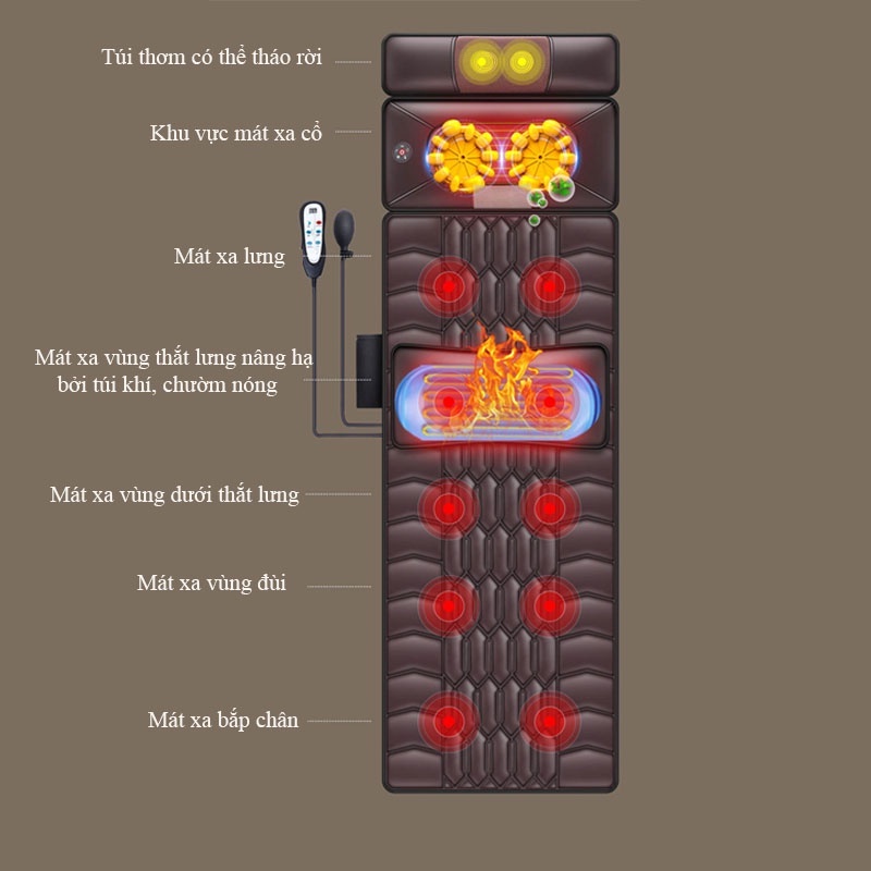 Ghế massage toàn thân thông minh, nệm massage toàn thân hỗ trợ cột sống, khí huyết lưu thông tốt NPR67