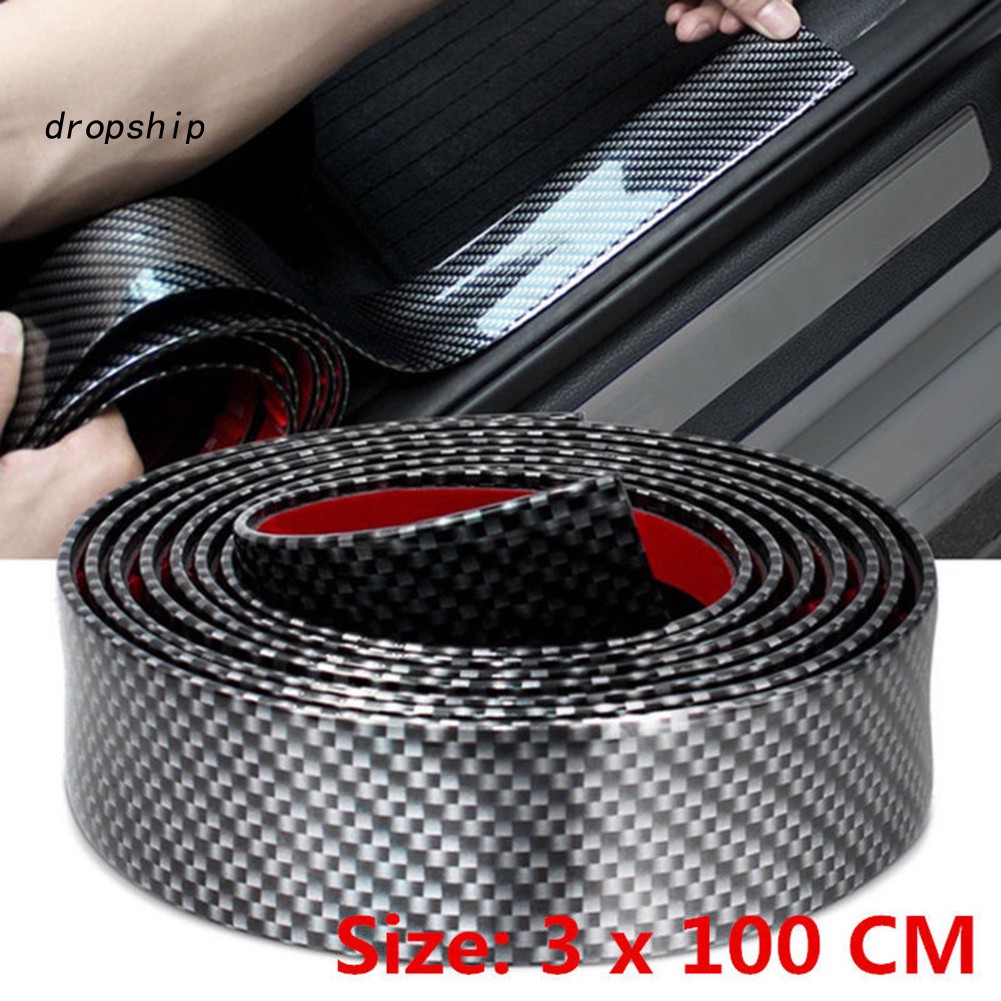Miếng Dán Cửa Xe Hơi Chống Trầy Bằng Cao Su Sợi Carbon 3X100Cm