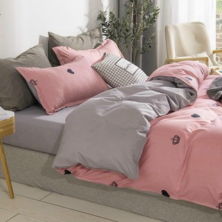 Bộ Chăn Ga Gối Poly Cotton Tim Hồng