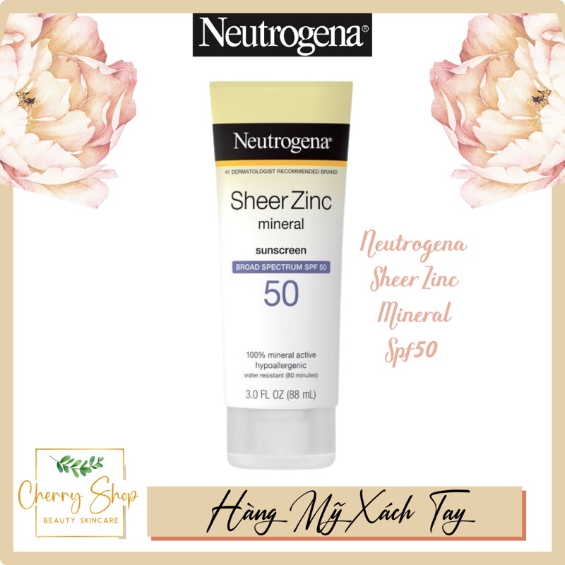 [Thanh Lý] Kem Chống Nắng Nâng Tone Nhẹ Neutrogena Sheer ZinC Dry Touch SPF 50 (88ml)