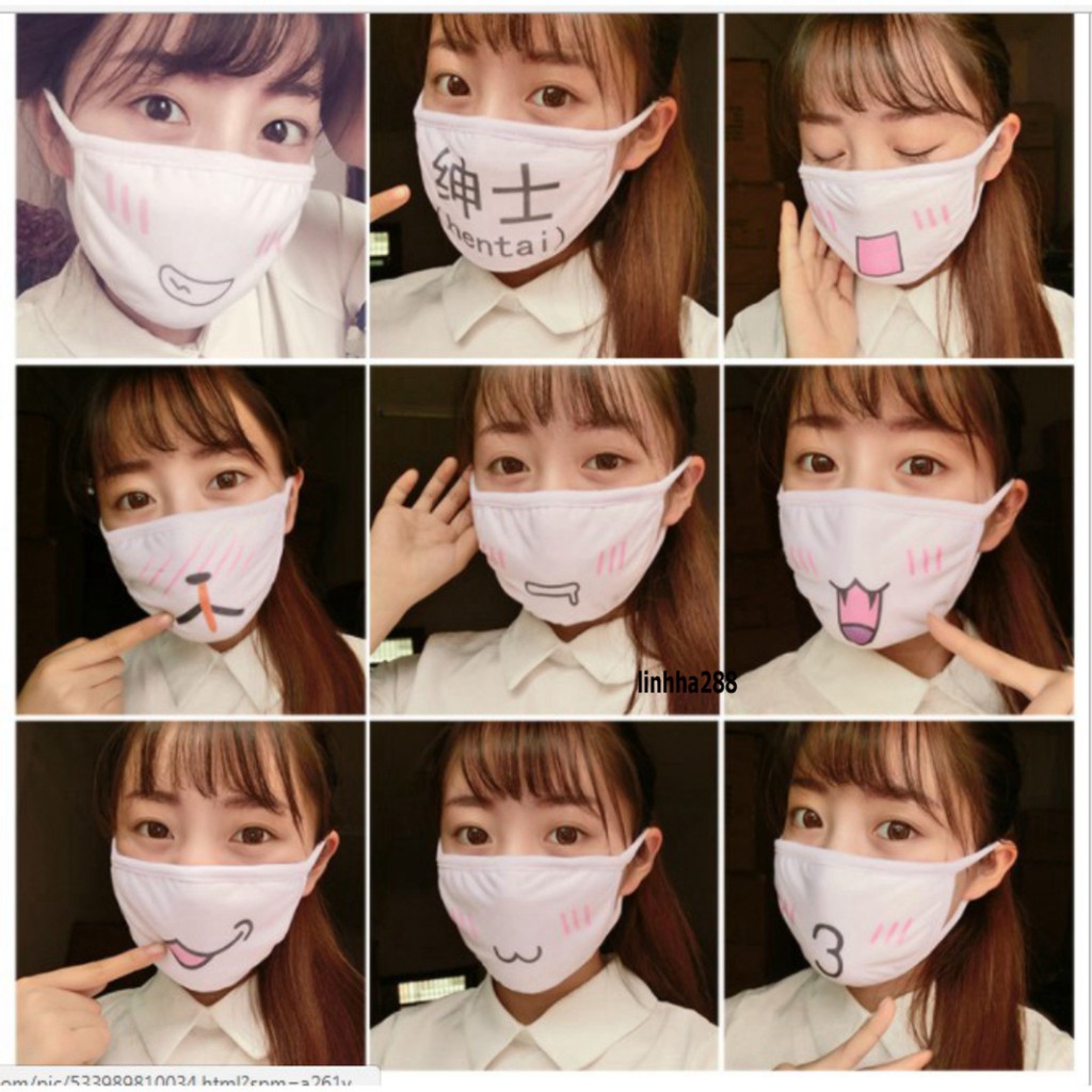 Khẩu trang in hình HÁ MIỆNG chống bụi thoáng khí vải cotton Hàn Quốc thiết kế độc đáo ấn tượng