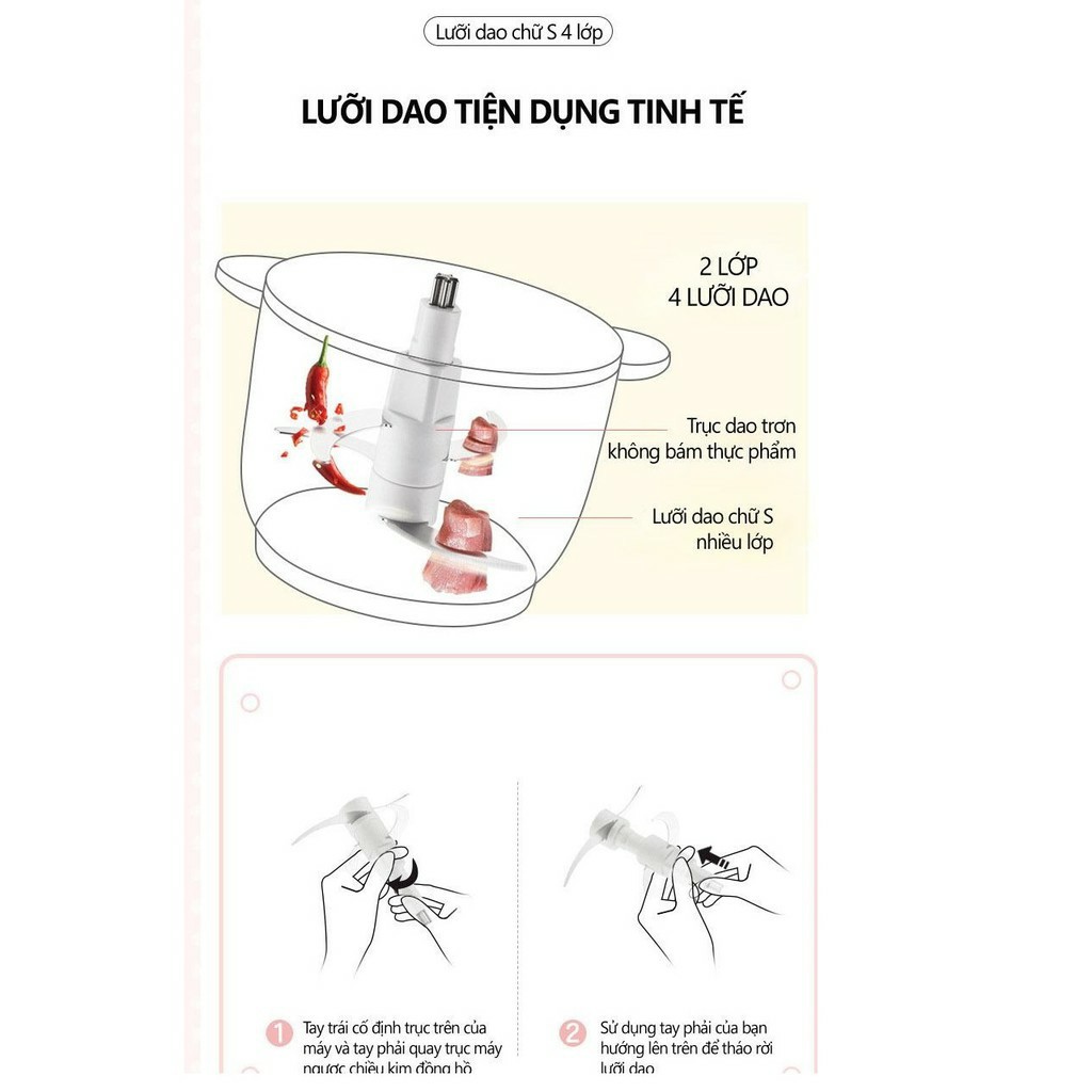 [Có Bảo Hành]  Máy xay thịt - xay sinh tố đa năng cối inox 304, công suất lớn xay thịt, xay tỏi ớt, xay rau ( giá tốt )