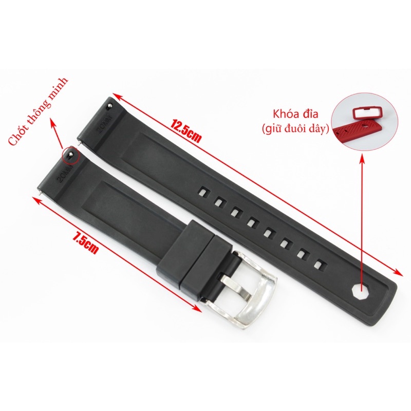 DÂY ĐỒNG HỒ CAO SU CHẤT FKM CAO CẤP THƯƠNG HIỆU WWS MÃ SP FCJ01, TẶNG KÈM TOOL THAY DÂY VÀ CHỐT