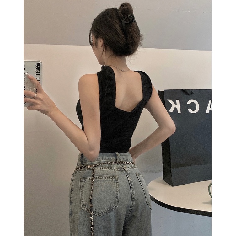 QKOOLE Áo không tay gợi cảm phong cách Hàn Quốc thời trang dành cho nữ
