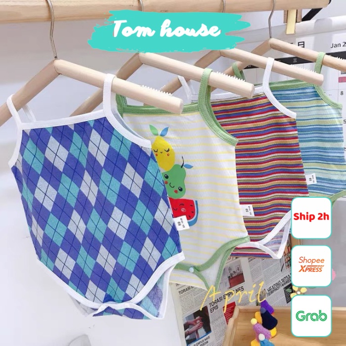 Bodysuit 2 Dây Mỏng Mát Mùa Hè Họa Tiết Đáng Yêu Cho Bé Gái Sơ Sinh Tôm House