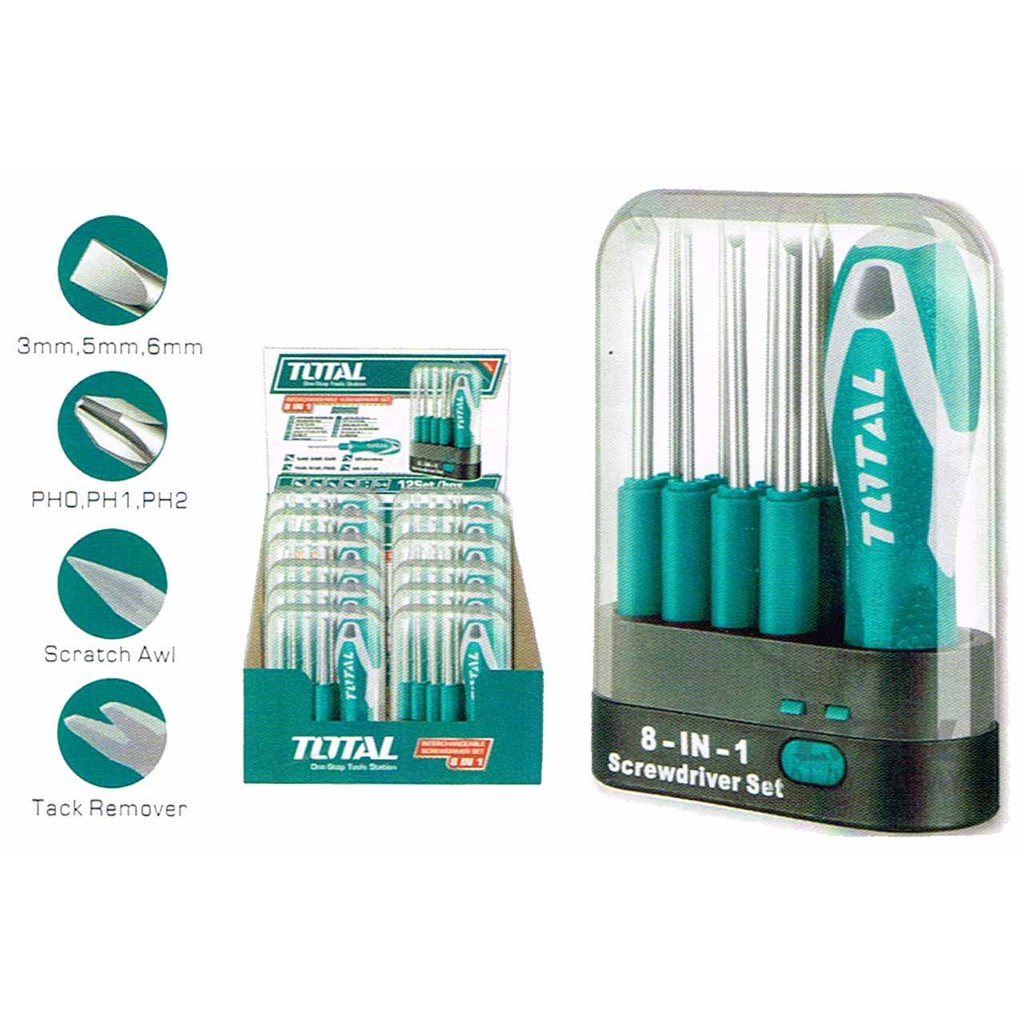 ĐỒ NGHỀ TOTAL Bộ 9 tua vít  đa năng THT250906
