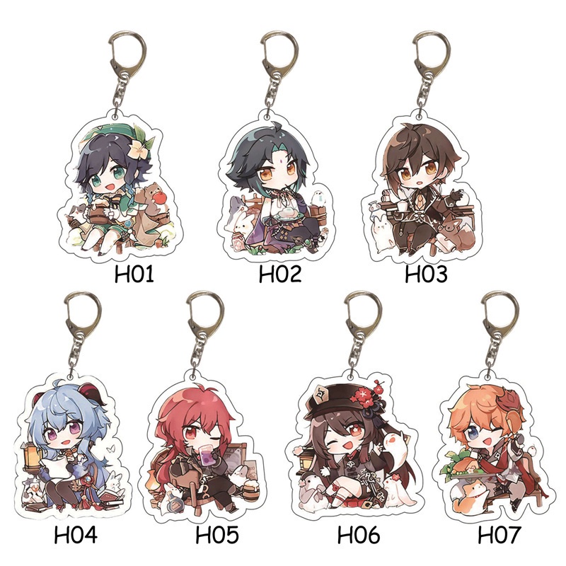 Móc chìa khóa họa tiết nhân vật trò chơi Genshin độc đáo dễ thương