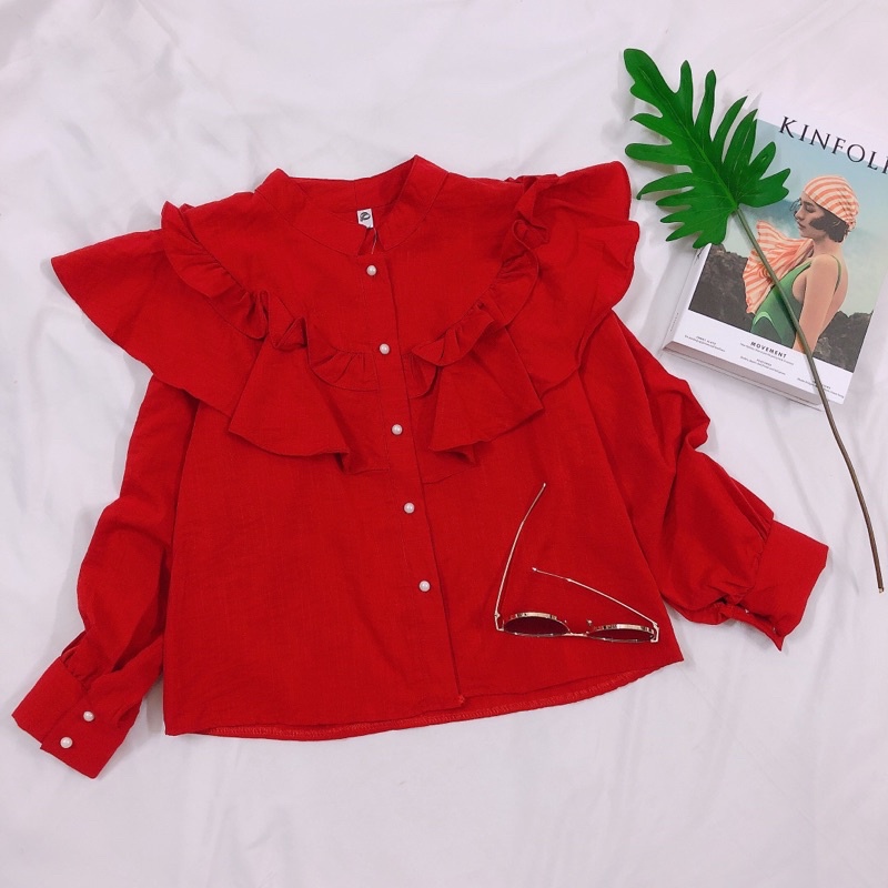 Áo Nữ Cổ Trụ Bèo Tay Phồng Chất Mát  - Jancaroshop