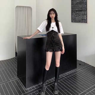 [ORDER] Set áo pull tim + chân váy viền ren đan dây sexy