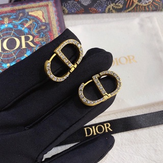 Khuyên tai Dior chữ CD đính đá thời trang cho nữ
