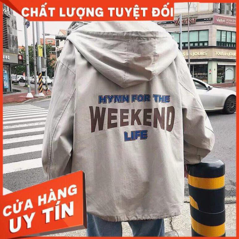 ÁO KHOÁC DÙ IN WEEKEND, ÁO KHOÁC UNISEX NAM NỮ - Form chuẩn Unisex Nam Nữ Couple