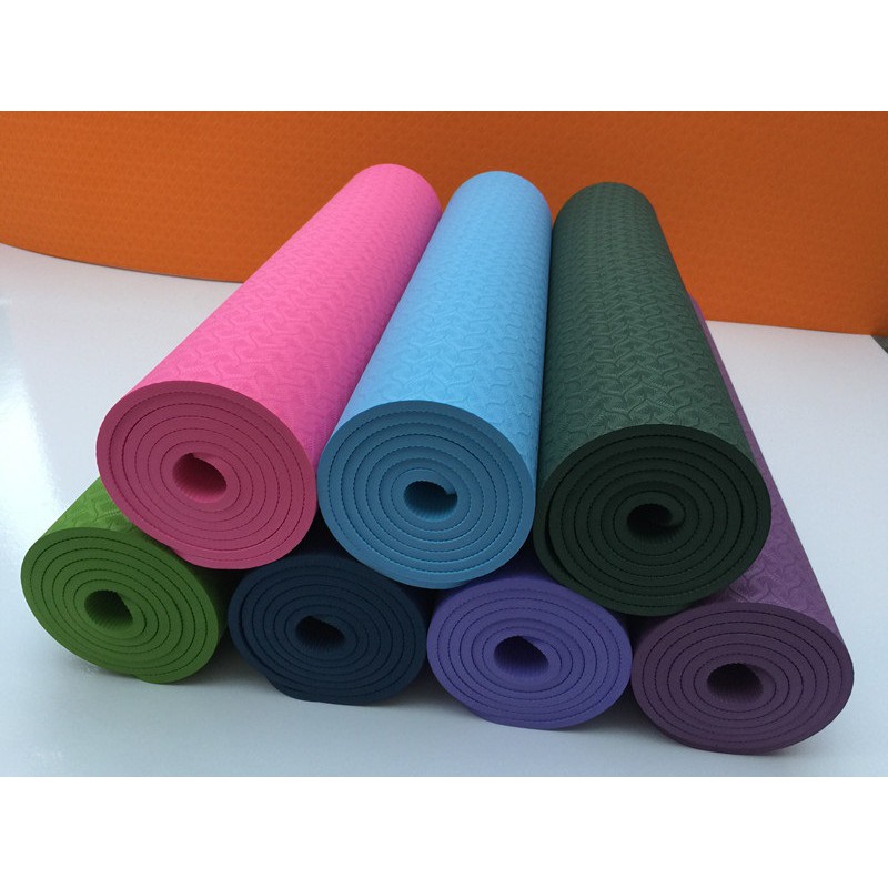 Thảm tập yoga đúc 1 lớp dày 8mm TPE siêu cao cấp(túi lưới+dây buộc thảm)