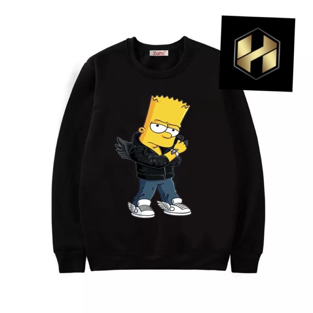 Áo sweater nam nữ simpson cánh có bigsize vải nỉ bông dầy mịn