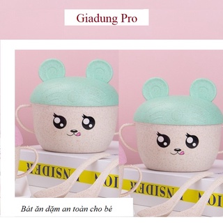 Bát Ăn Dặm Lúa Mạch Cho Bé Có Nắp Đậy Kèm Thìa