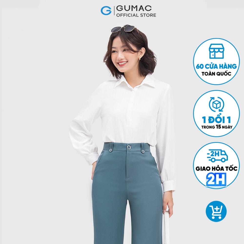 Áo sơ mi nữ cổ trụ thời trang GUMAC AC04024