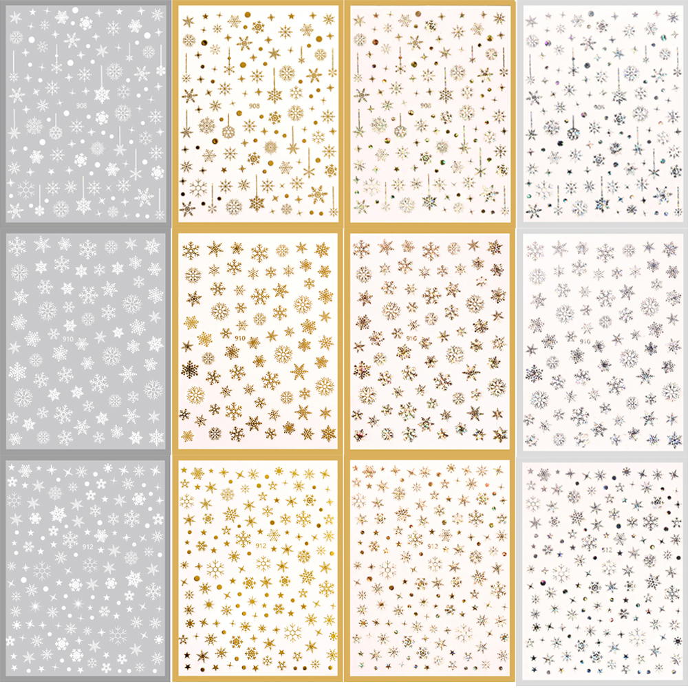 [Hàng mới về] Nhãn Dán Trang Trí Móng Tay Hình Bông Tuyết 3d Diy Không Thấm Nước