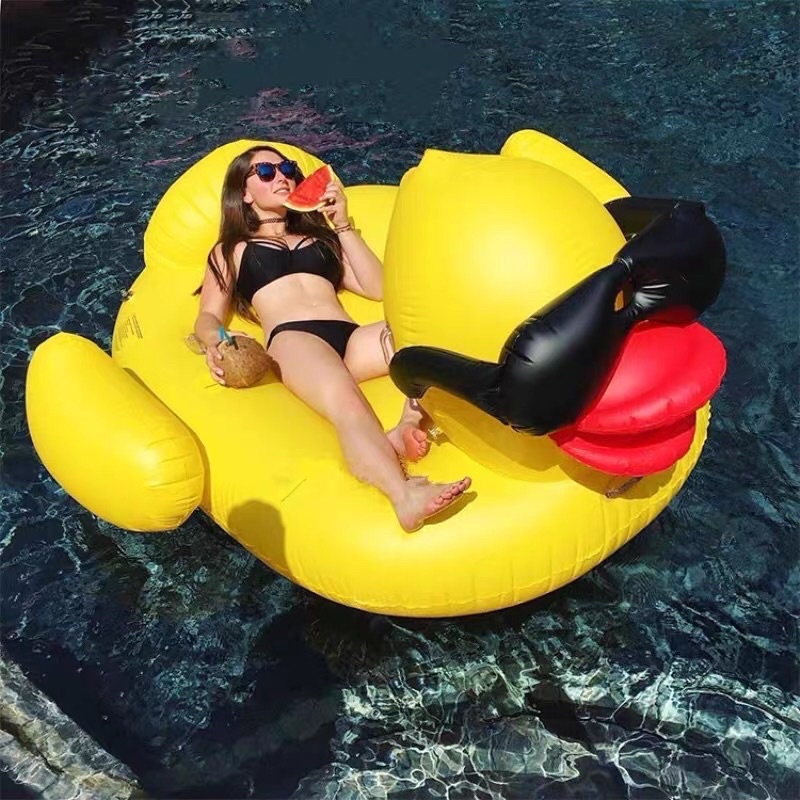 Phao Bơi Vịt Vàng 180cm Người Lớn Khổng Lồ - Kèm Bơm + Phao Mini