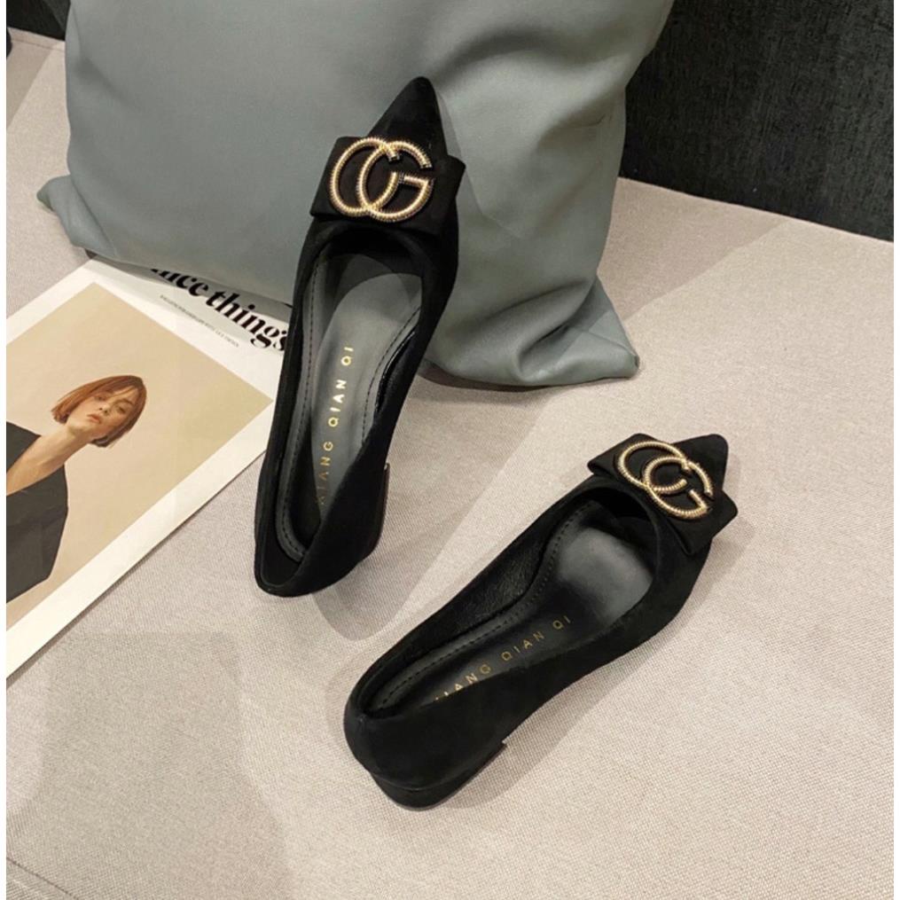 Giày bệt nữ mũi nhọn, giày búp bê charm G nổi bật sang chảnh -tiemgiaydazzling DA726 Vip