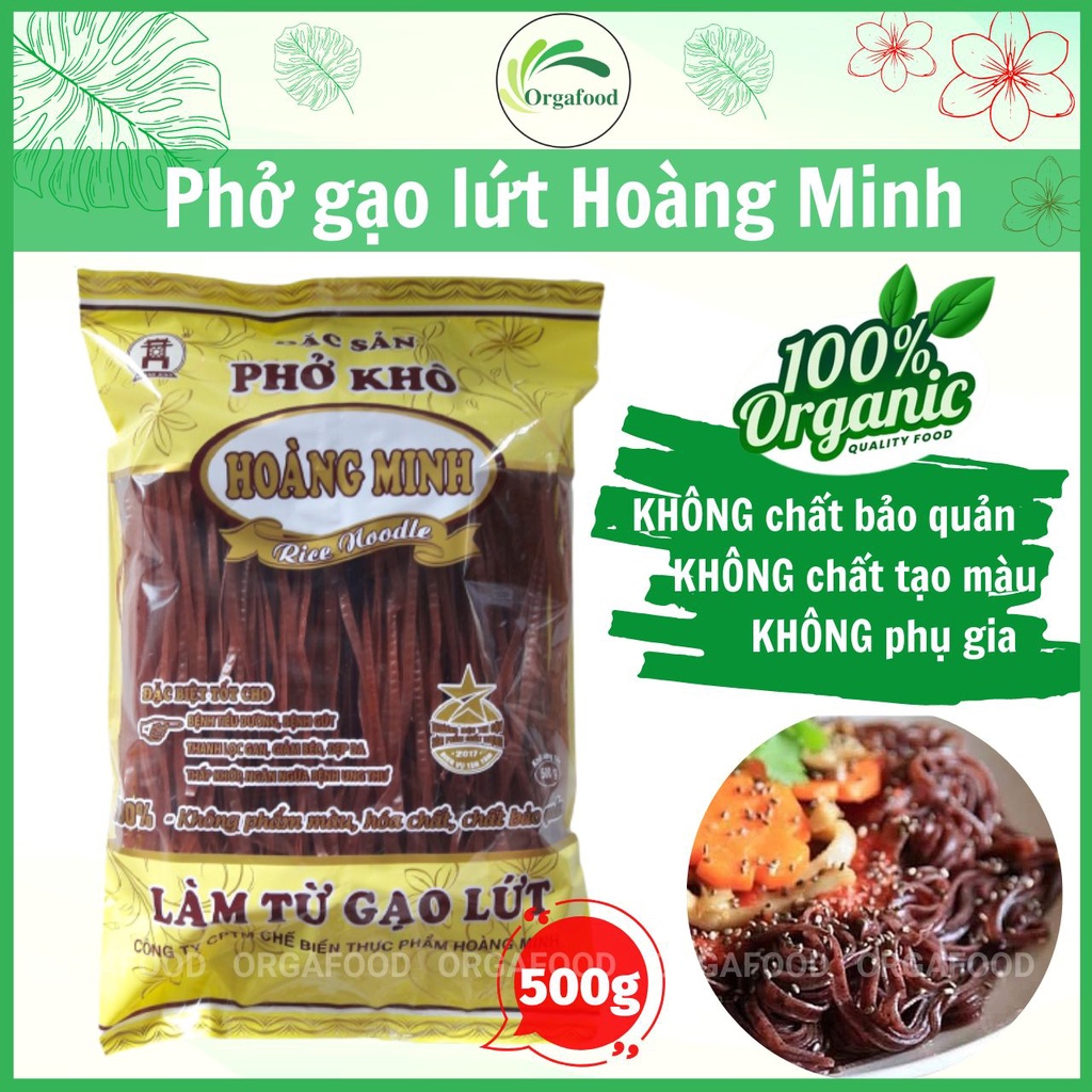 Phở gạo lứt Hoàng Minh 500gram hữu cơ EAT CLEAN thức ăn healthy giảm cân dành cho người ăn kiêng