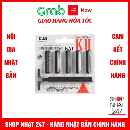 Set dao cạo râu 2 lưỡi kép KAI (1 thân, 5 lưỡi) Nội địa Nhật Bản