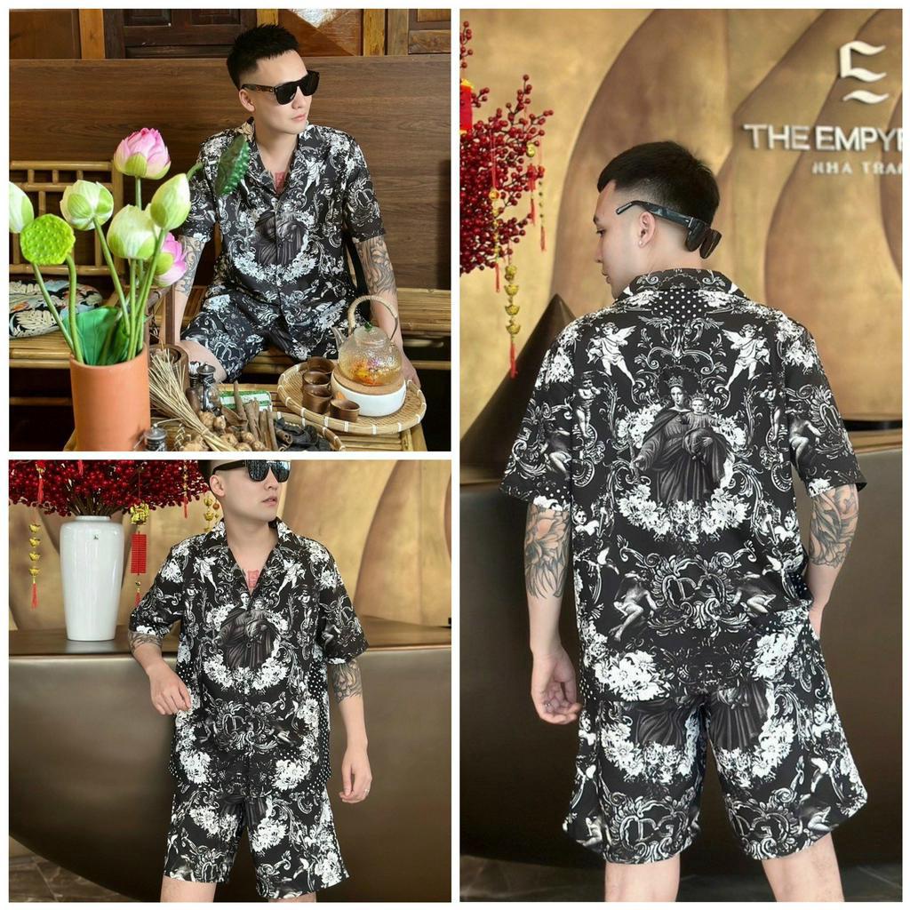 Bộ quần áo nam hè bộ quần áo đi biển côc tay cao cấp chất lụa DOLCE MAX
