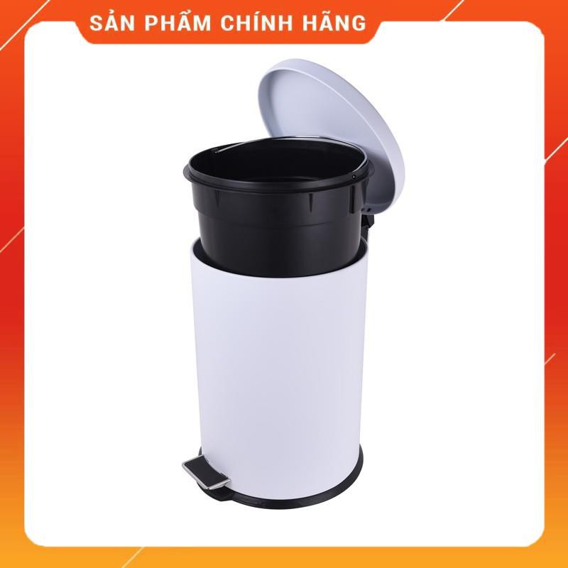 [FreeShip] 30 Lít - Thùng rác tròn đap chân inox Vinamop - Sơn tĩnh điện - VNTB30-S