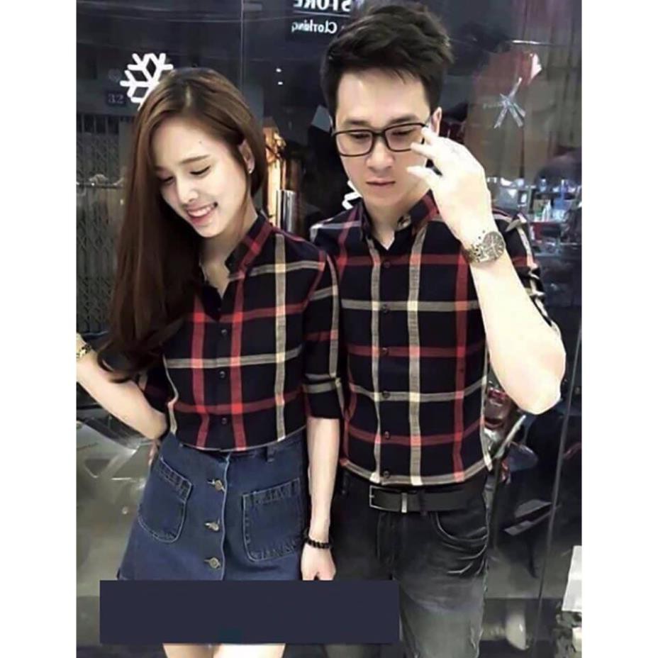 Áo sơ mi trắng kẻ đen nam nữ tay dài, cặp đôi, over love giá rẻ giá sỉ​, giá bán buôn