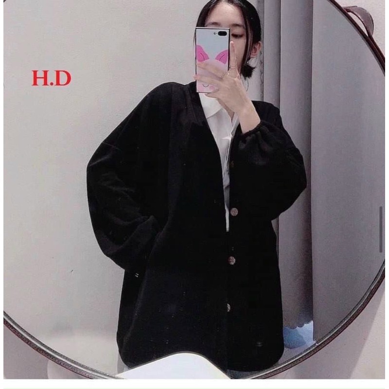 [Mã FAMARAL1 giảm 10K đơn 50K] áo khoác cadigan nỉ bông cài cúc in cún nằm