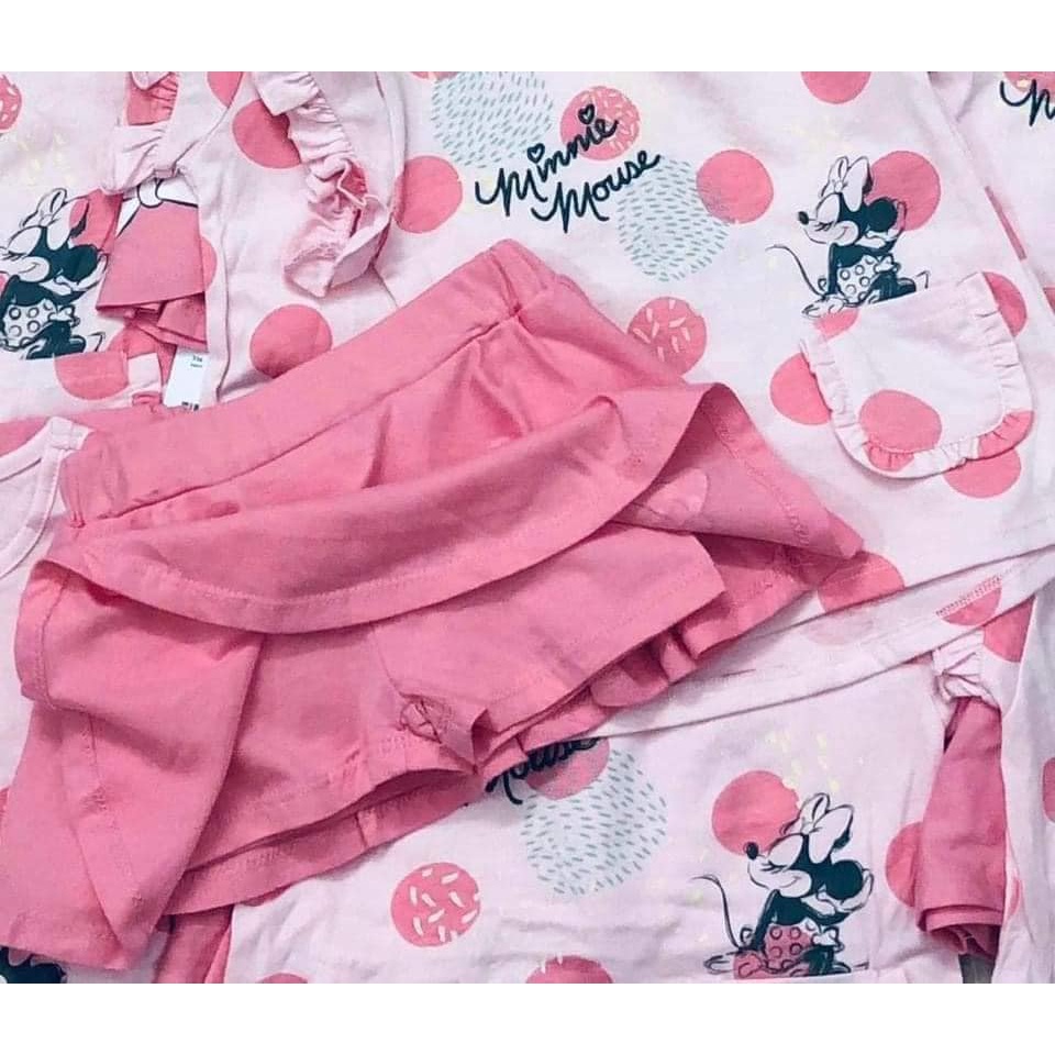 (Hàng Việt Nam mới về) Set bộ MICKEY chấm bi hồng + chân váy bé gái. Sét váy bé gái (MB.V008)