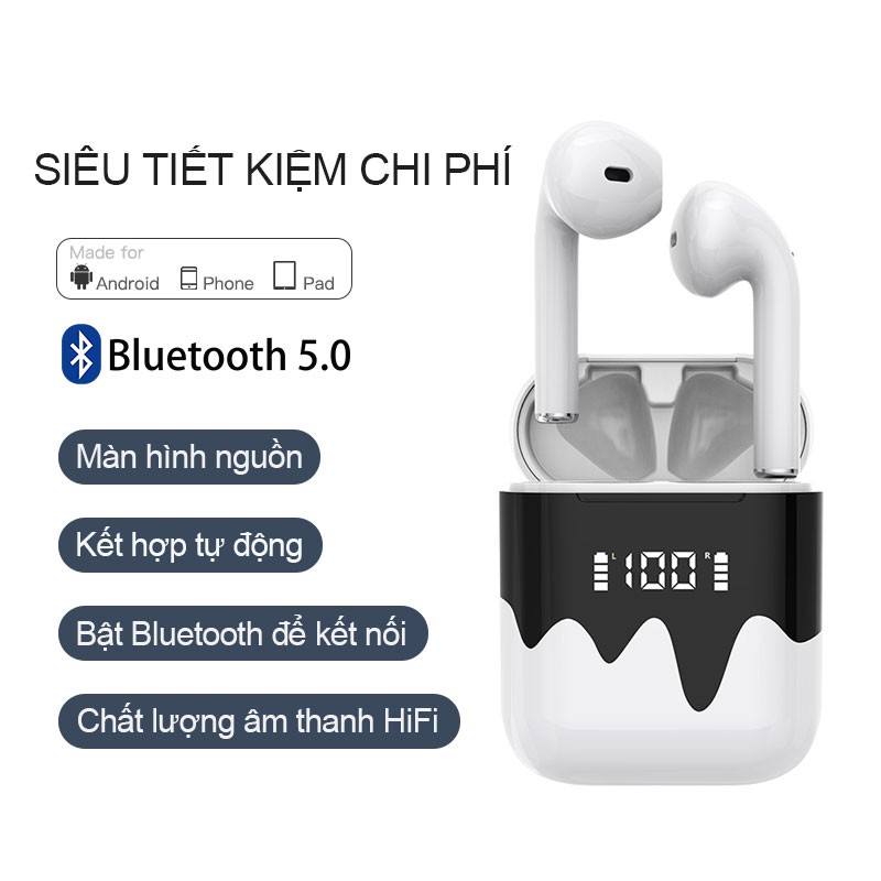 Tai nghe bluetooth không dây true wireless âm thanh HiFi màn hình LED cho thiết bị Android và iPhone i