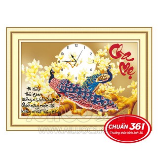 ĐH thêu chữ thập 3d Cha mẹ - Khổng tước AL.56707 ( 91x62 ) chưa thêu