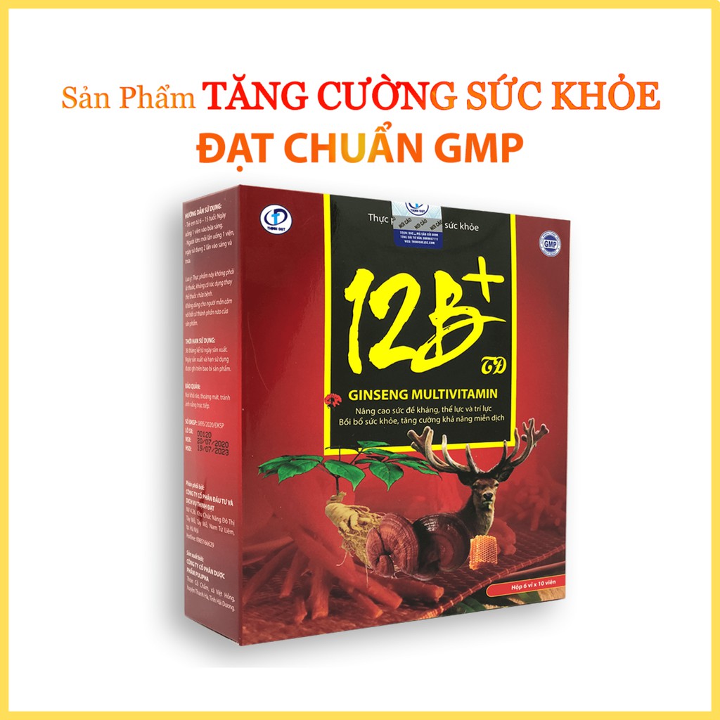 12B+ Ginseng Multivitamin - Bổ sung vitamin và dưỡng chất, Giúp bồi bổ sức khỏe, Nâng cao sức đề kháng (Hộp 60 viên) | Thế Giới Skin Care