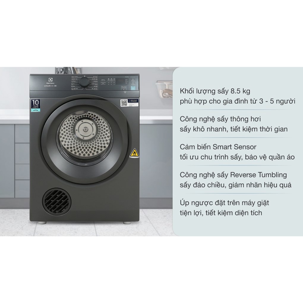 Máy sấy thông hơi Electrolux 8.5 kg EDV854N3SB 2022 - Điện Máy Kho Rẻ