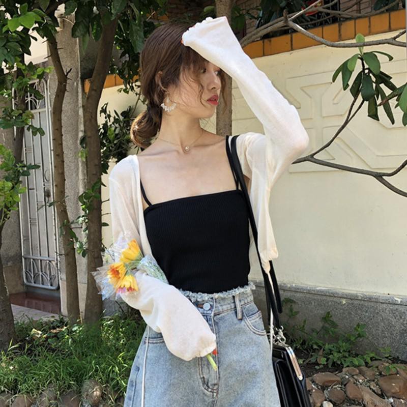 Áo khoác cardigan dệt kim mỏng tay dài chống nắng thời trang cho nữ | BigBuy360 - bigbuy360.vn